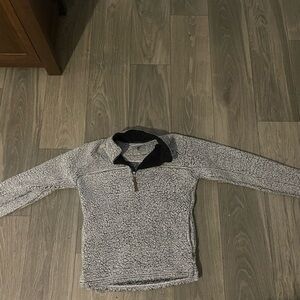 Men's Black and White Zip-Up Sweater